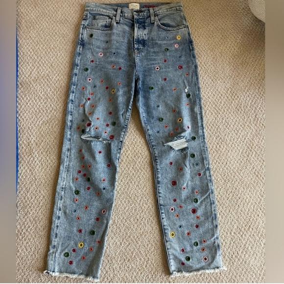 Alice & Olivia multi-colored grommet detail jeans